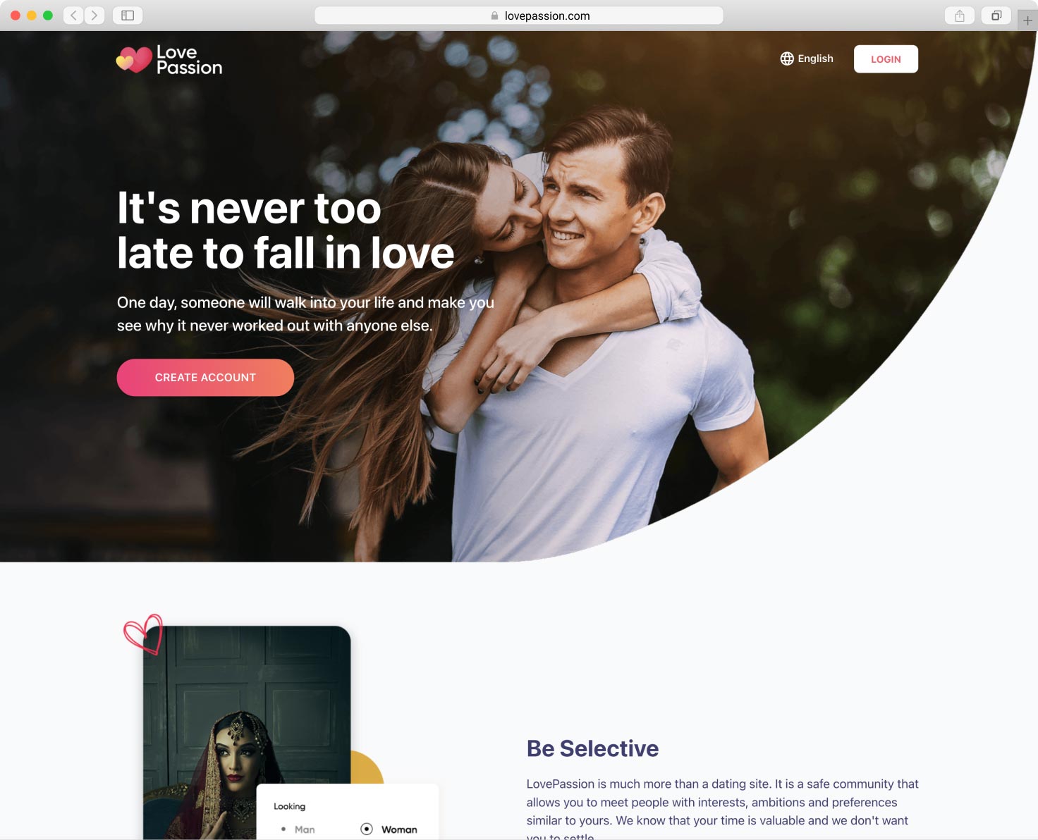 Create a beautiful dating website with Lovepassion theme. A premium modern dating theme for Quickdate dating script.